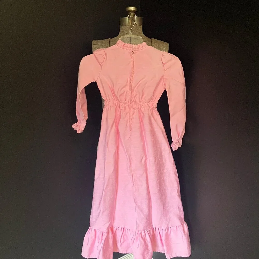 Vintage Pink Handmade Prairie Dress with Matching Apron